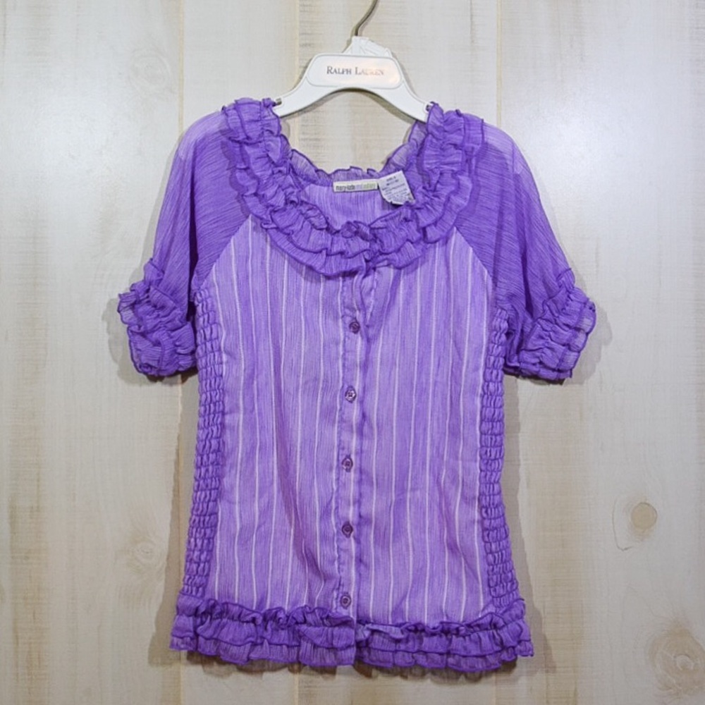 3/$10 Girls Cute Purple Striped Blouse